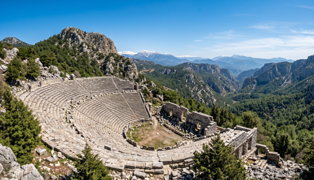 Termessos ancient theatre Antalya – Roman ruins perched 1,050 metres high in the Taurus Mountains