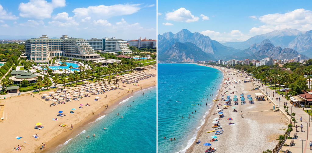 Sandy Lara Beach and pebble Konyaaltı — Antalya's two main beaches offer very different holiday experiences