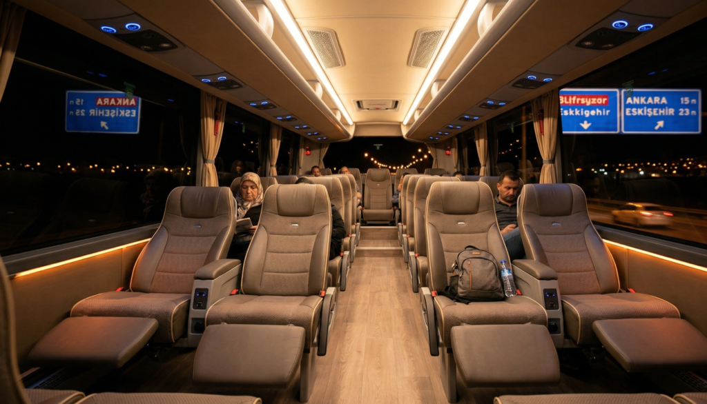 Overnight bus interior Turkey