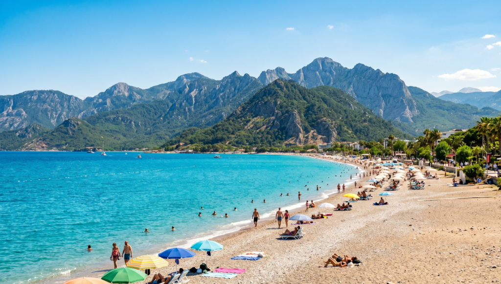 Antalya Turkey in May – sunny weather, turquoise sea and green landscape