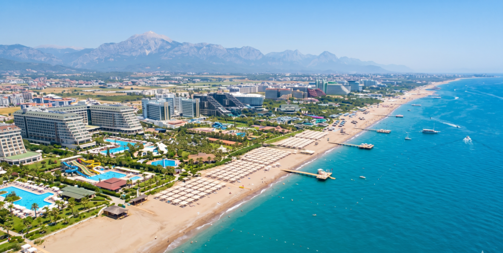 Lara Beach Antalya – luxury resorts and golden sand stretching along the Mediterranean coastline