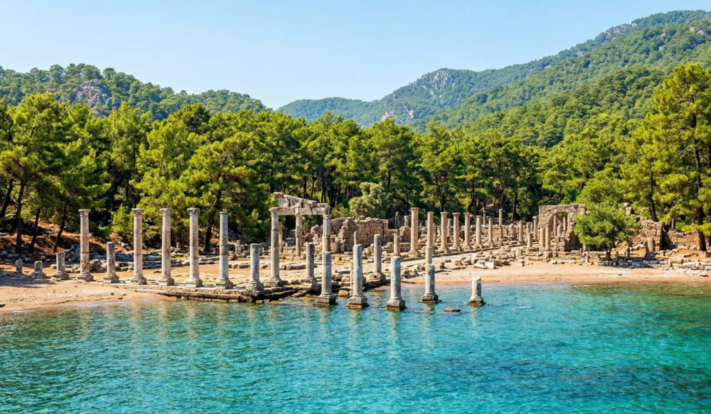 Phaselis ancient city Roman street Antalya