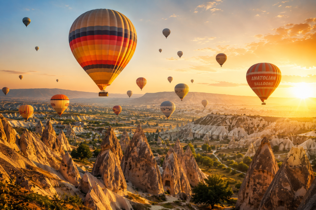 Cappadocia hot air balloon tour from Antalya – fairy chimneys at sunrise