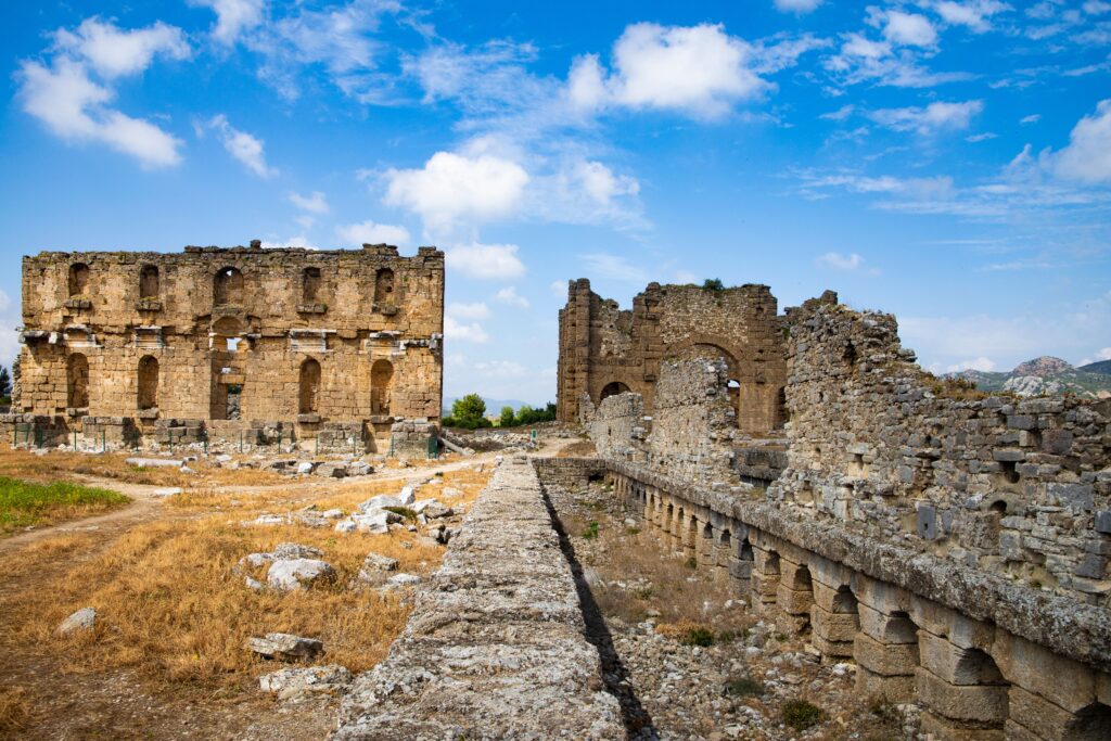 Ruins of the Roman theatre of Aspendos in Turkey