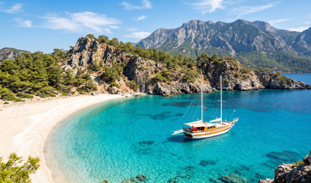 Suluada island turquoise bay near Kemer Turkey - best excursions from Kemer