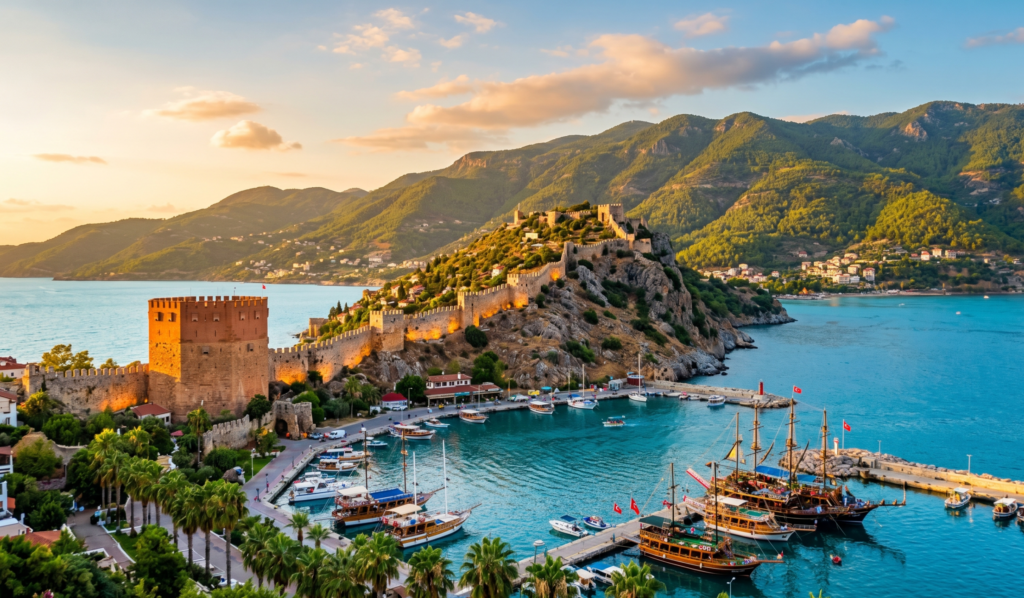 Alanya Red Tower and castle over the Mediterranean - best excursions from Alanya