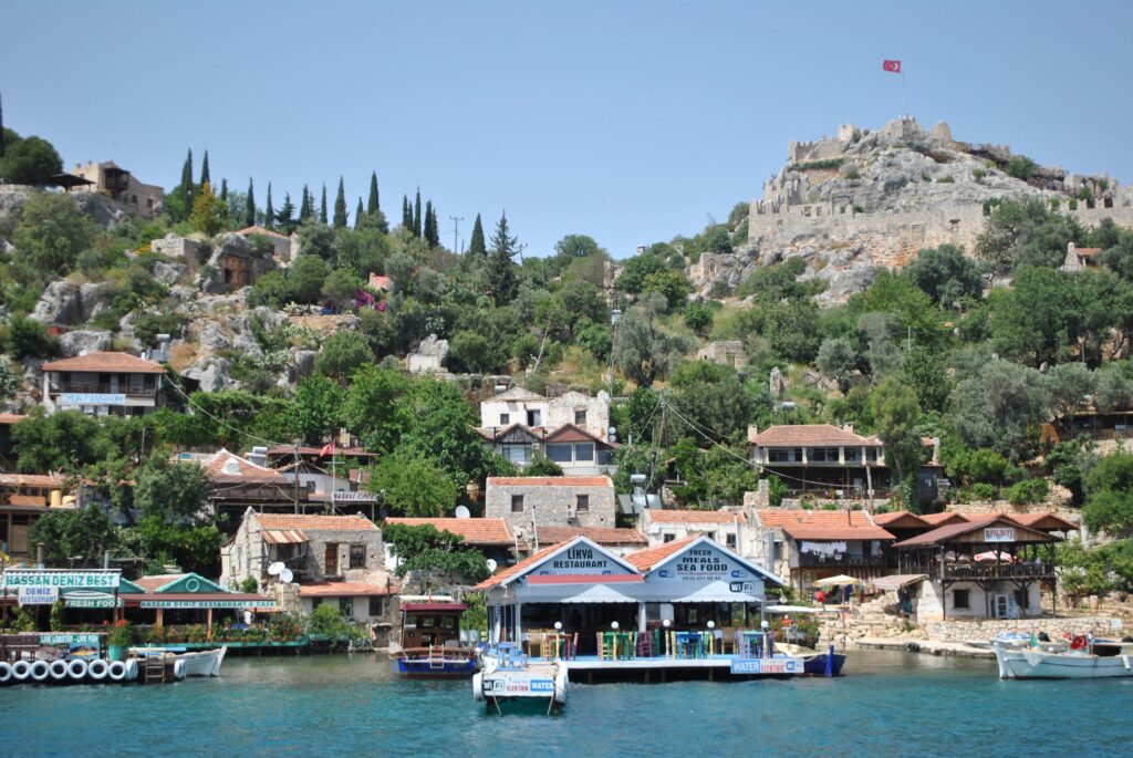 Simena Castle above Kalekoy village on Kekova, near the sunken city, Turkey