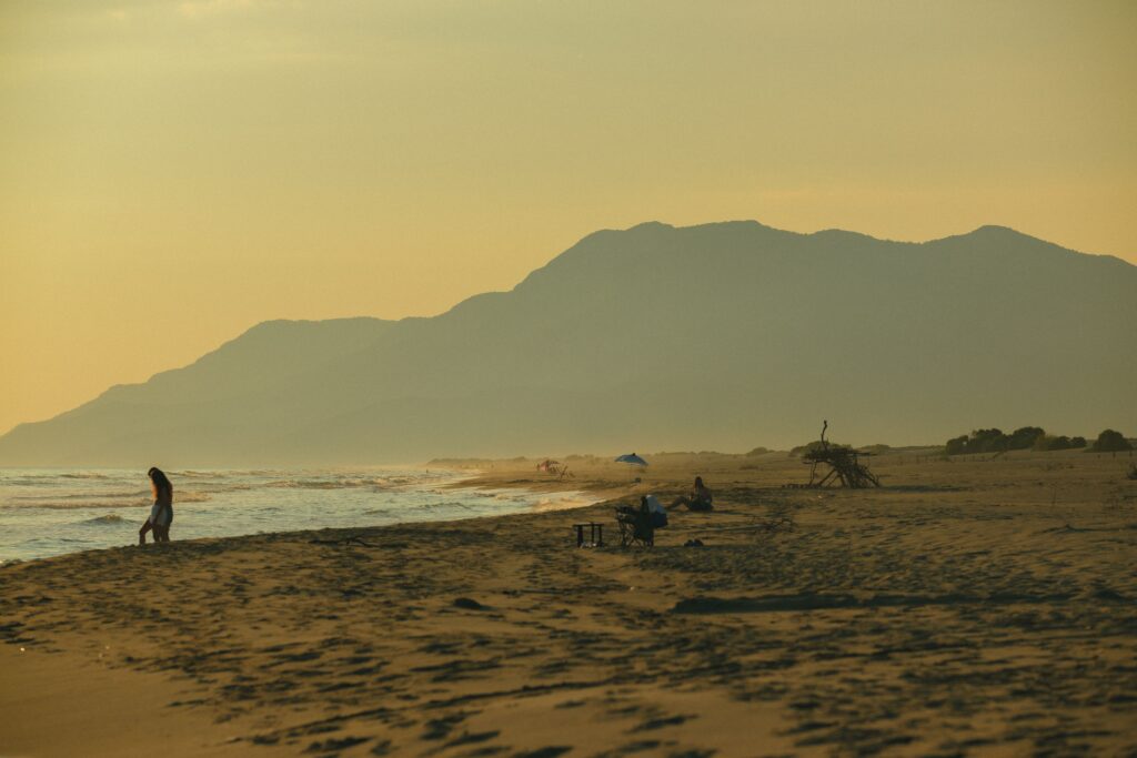 Serene evening beach scene near Lara Beach, Antalya