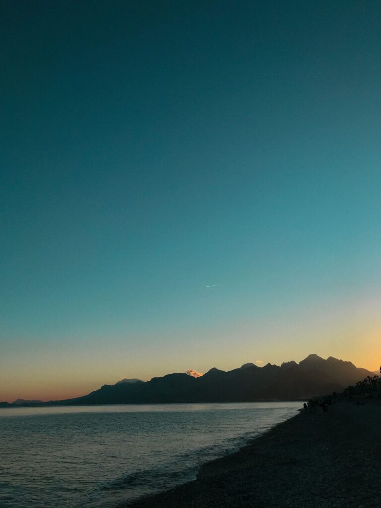 Clear sky above the sea and coastline in Antalya