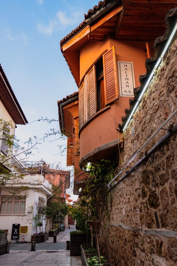 Picturesque street view of historic architecture in Antalya old town
