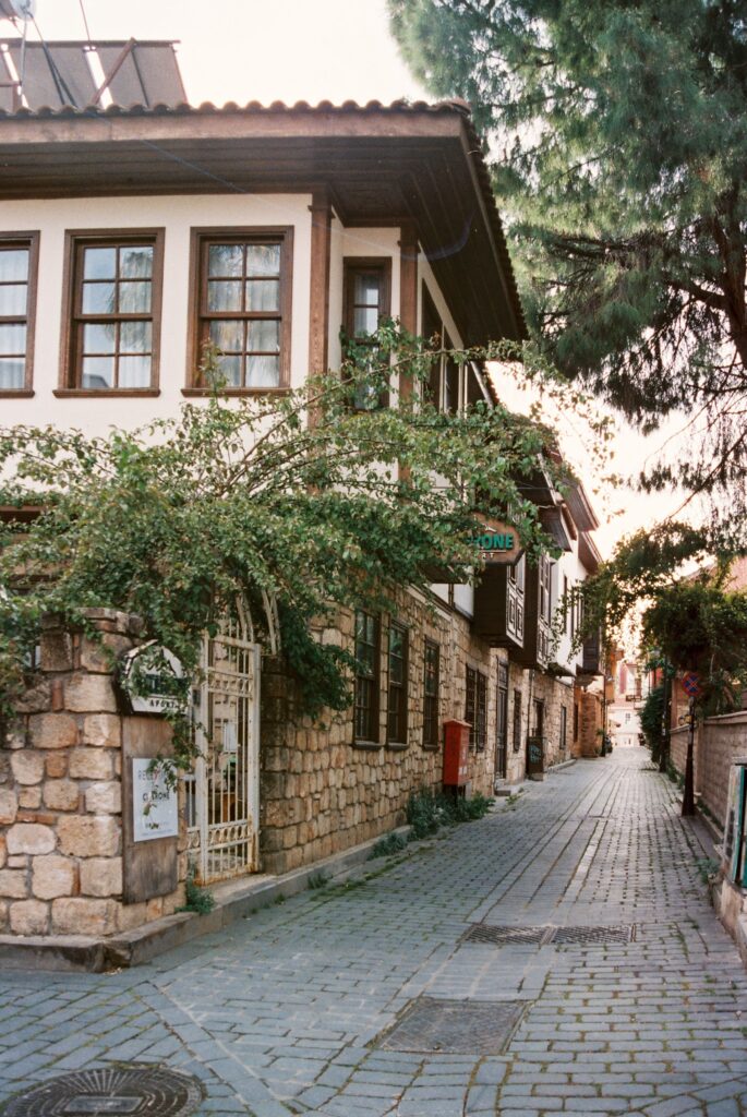 Charming cobbled street in Antalya's old town Kaleici
