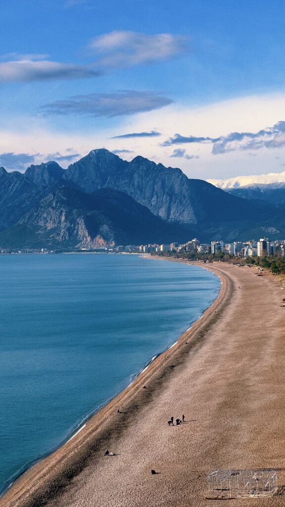 Konyaalti Beach with the Taurus Mountains in the background, Antalya, Turkey