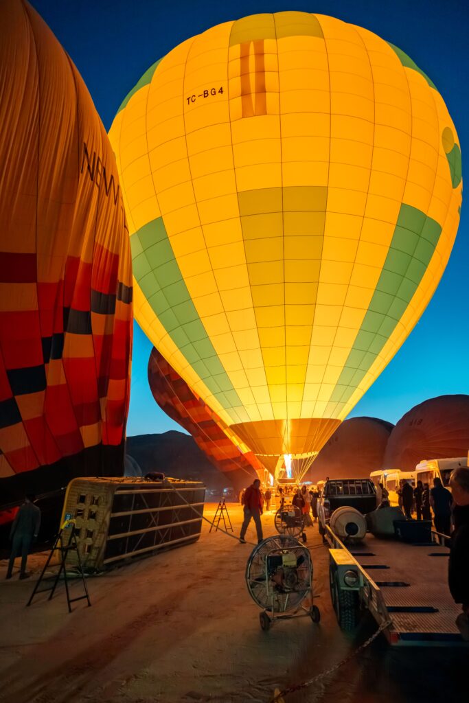 Hot air balloons at sunrise in Cappadocia