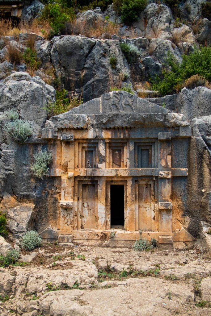 Ancient rock-carved tomb in Myra, Turkey