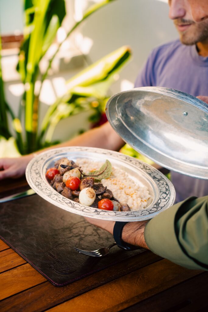 Traditional Turkish cuisine served in an outdoor restaurant