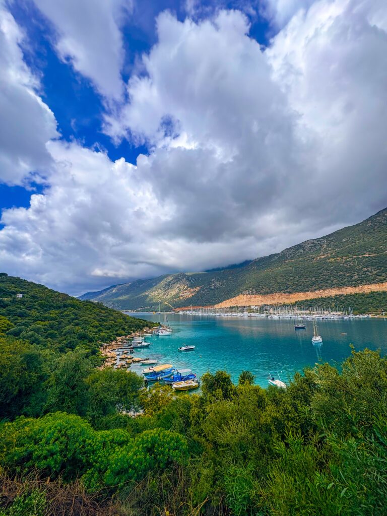 Coastal landscape of Kas, Turkey with azure waters