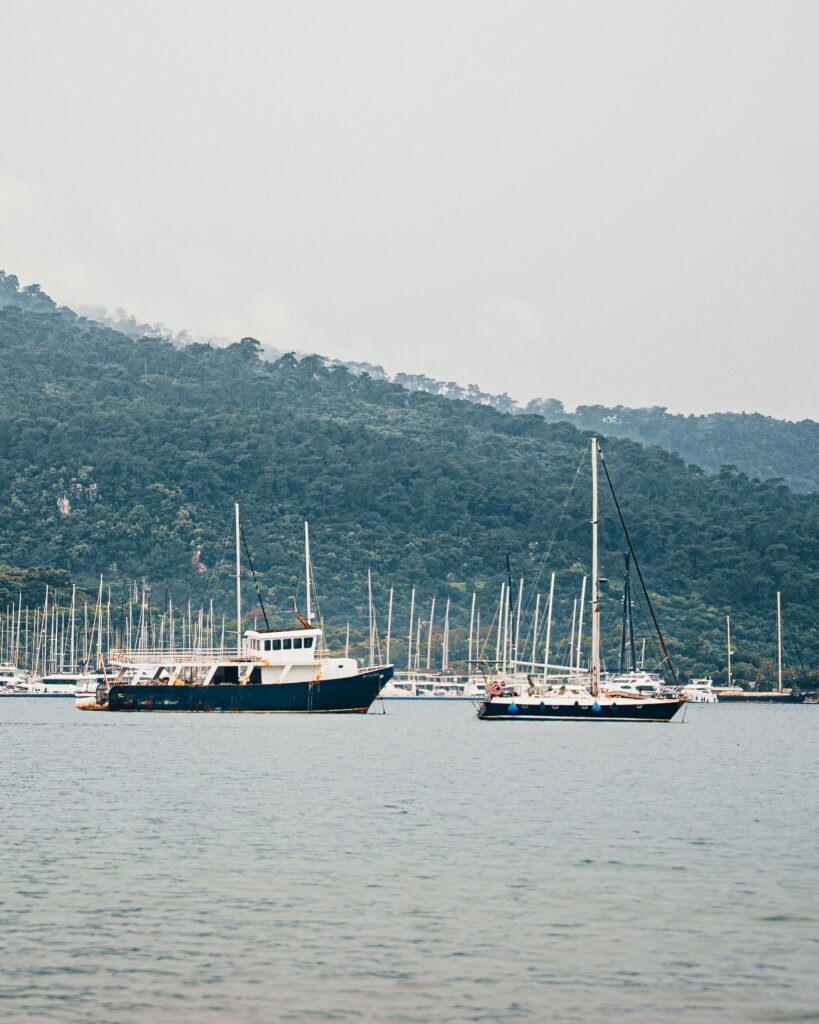 Sailboats moored in Marmaris Bay, Turkiye