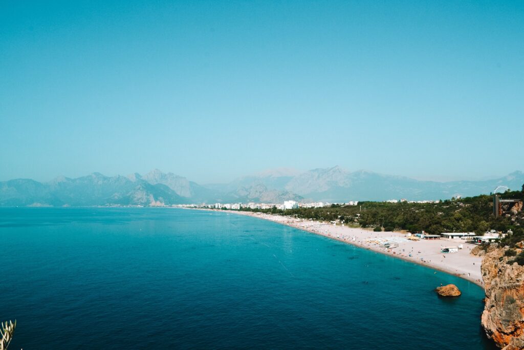 Birds-eye view of Konyaalti beaches in Antalya