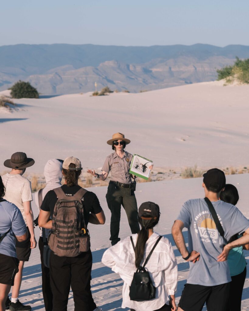Tourists with a tour guide