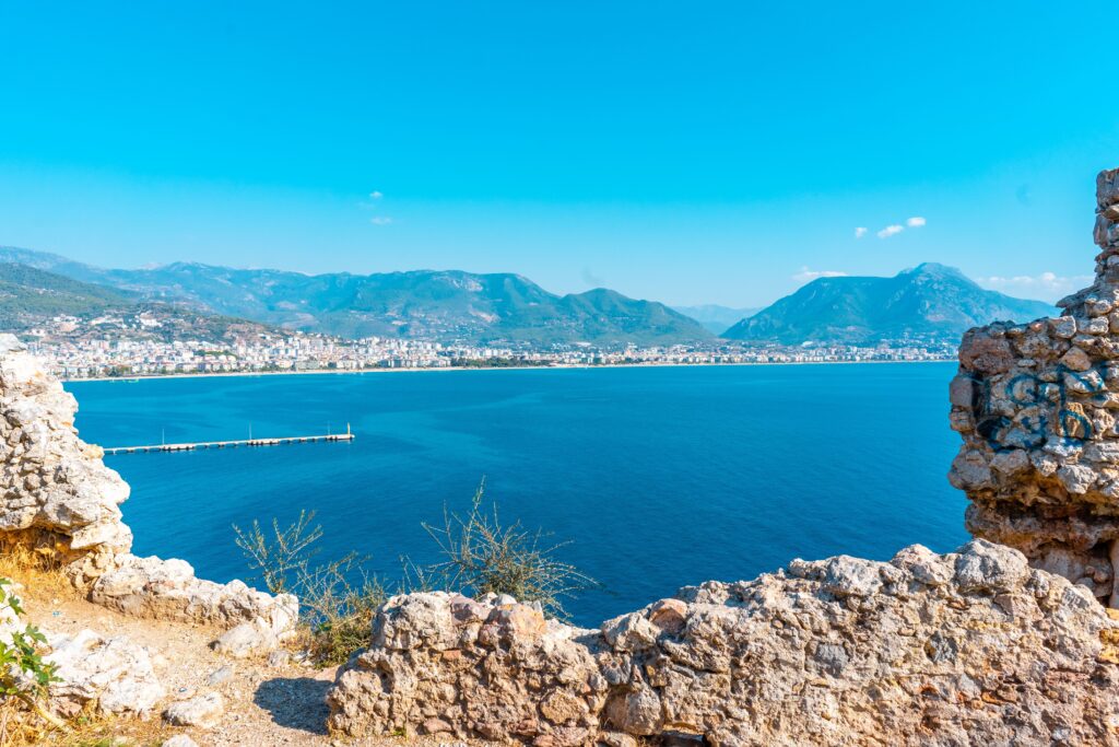 Stunning view of Alanya coast with turquoise sea