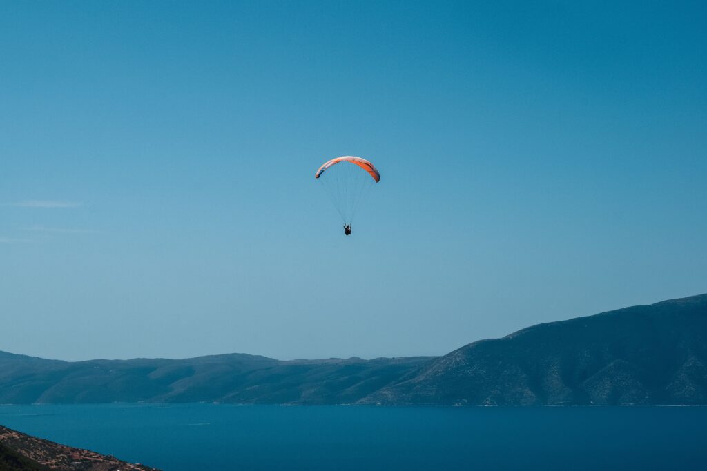Paragliding in the Mediterranean sea