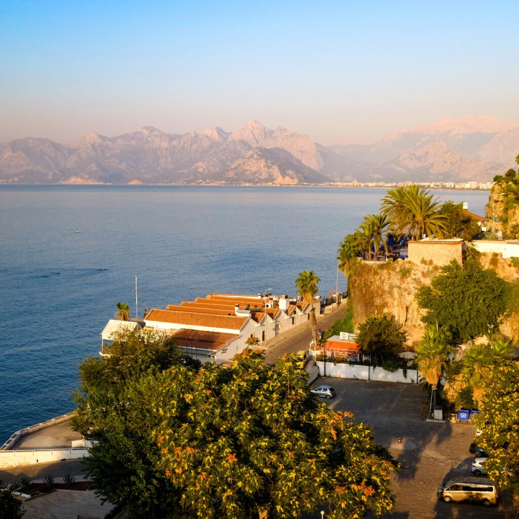 Scenic coastal view of Antalya, Turkey with mountains and turquoise sea