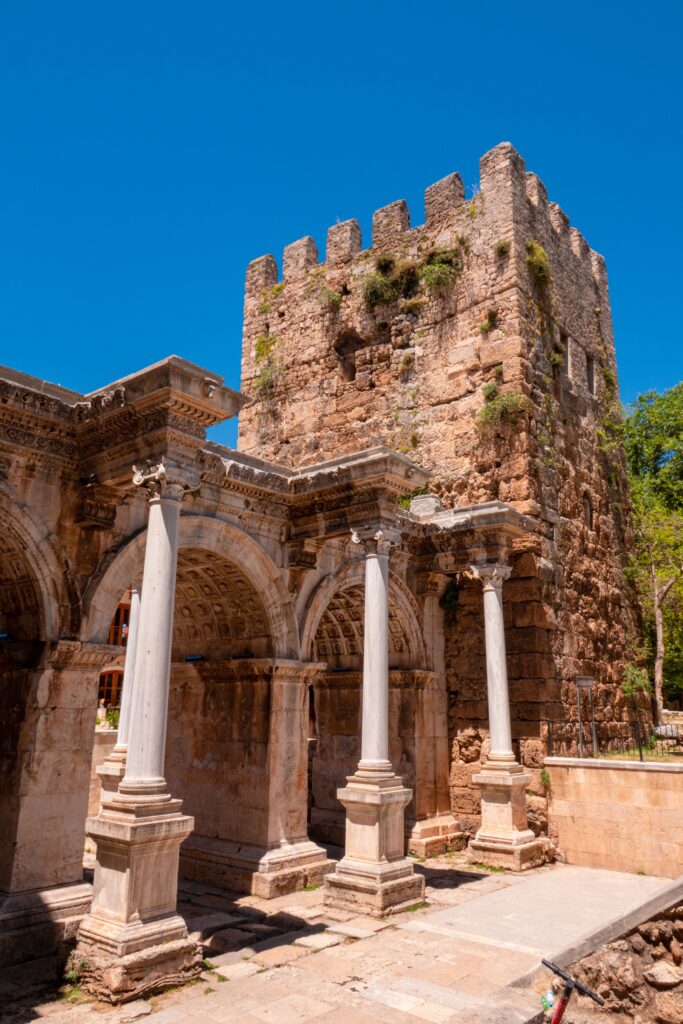 Hadrian's Gate, ancient Roman architecture in Antalya, Turkey