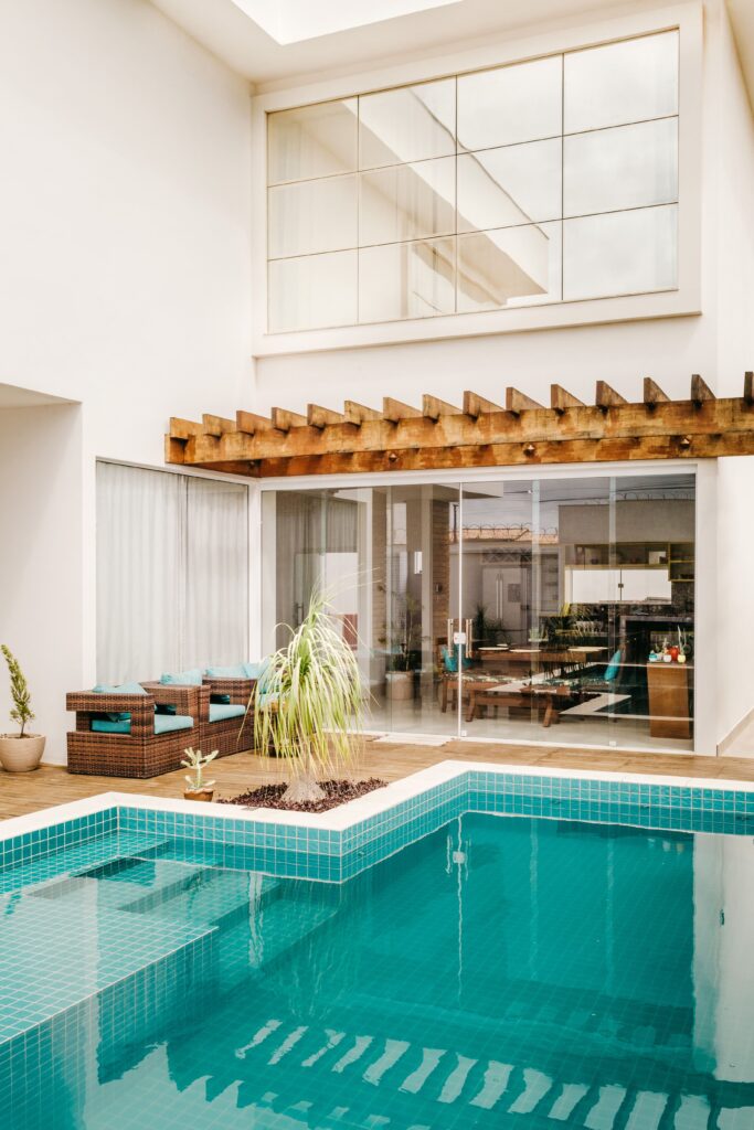 Resort swimming pool and patio at a luxury Antalya hotel