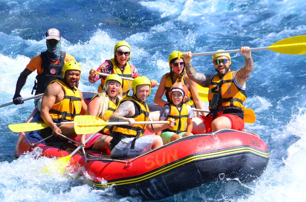Group white-water rafting on the Köprüçay river on the Antalya Rafting Combo Tour