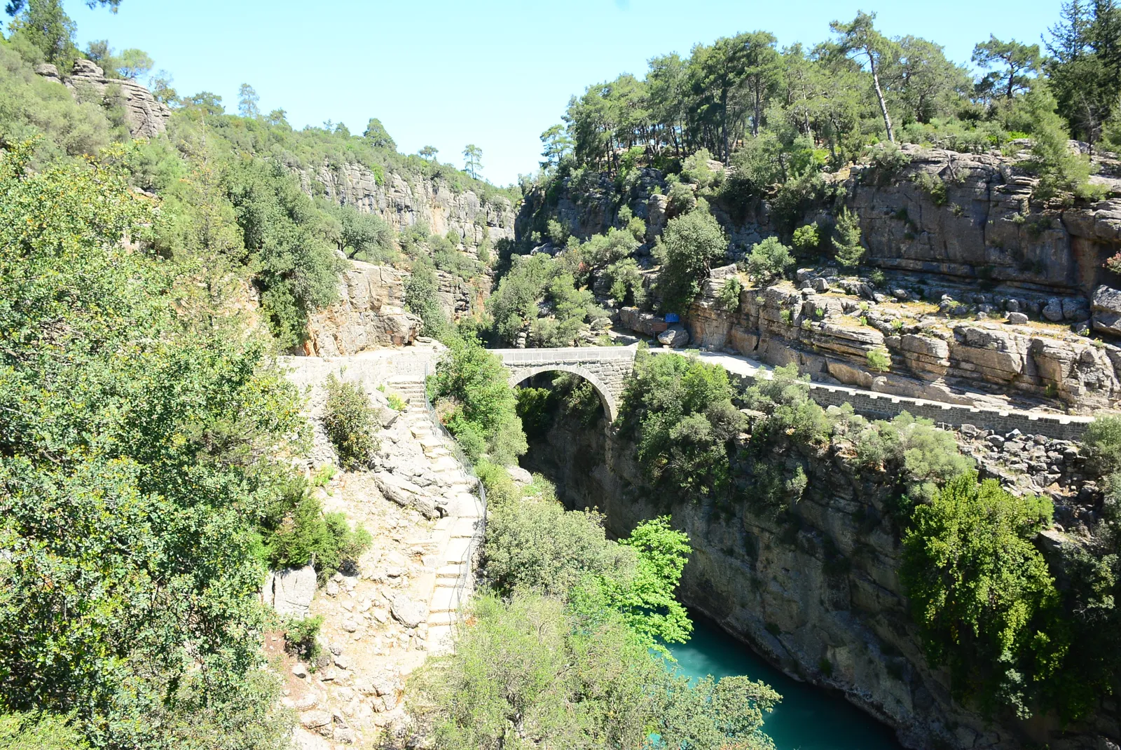 The Roman-era Oluk Bridge crossing the gorge in Köprülü Canyon National Park