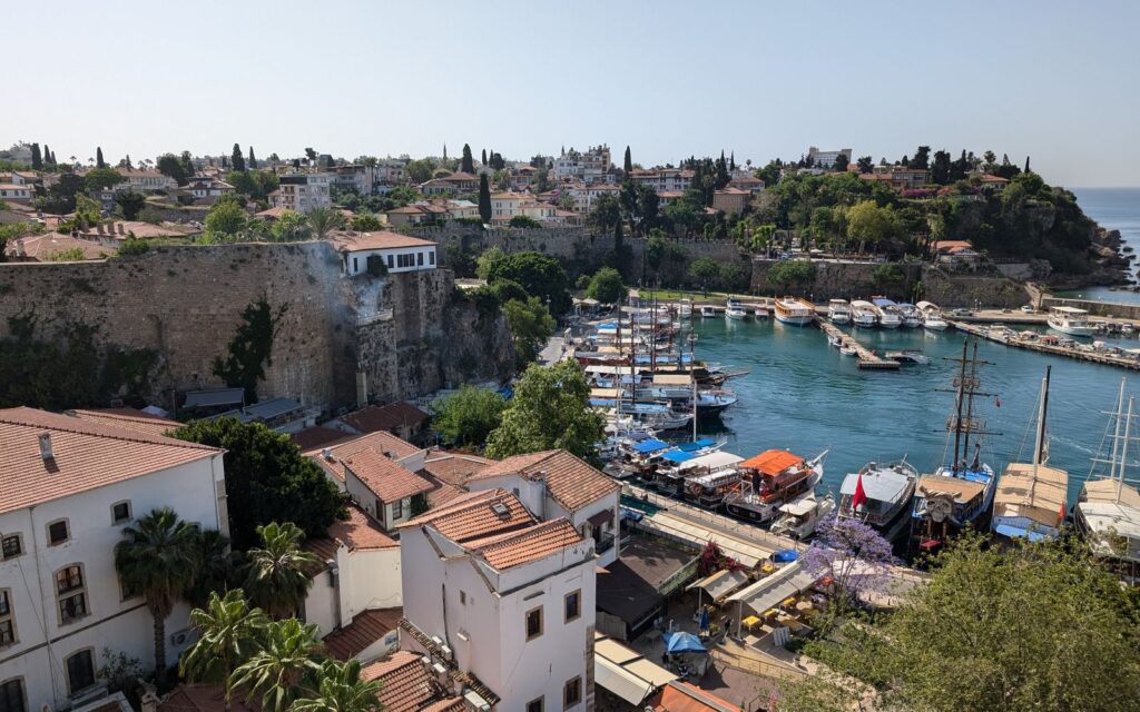 View over the old harbour and Kaleiçi rooftops in Antalya